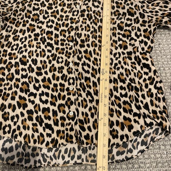Zara Shirt Women's Medium Cheetah Leopard Print ButtonDown Blouse Viscose Pocket - Picture 6 of 6